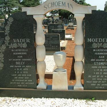 SCHOEMAN Billy 1929-1976 &amp; Stompie 1931-1989