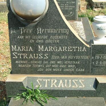 STRAUSS Maria Margaretha VAN HUYSSTEEN 1944-1966