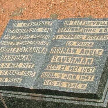 SAUERMAN Herman Adolf 1887-1947 &amp; Isabella Catharina 1877-1959