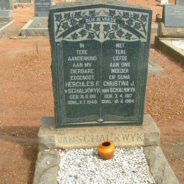 SCHALKWYK Hercules F., van 1911-1949 &amp; Christina J. 1917-1984