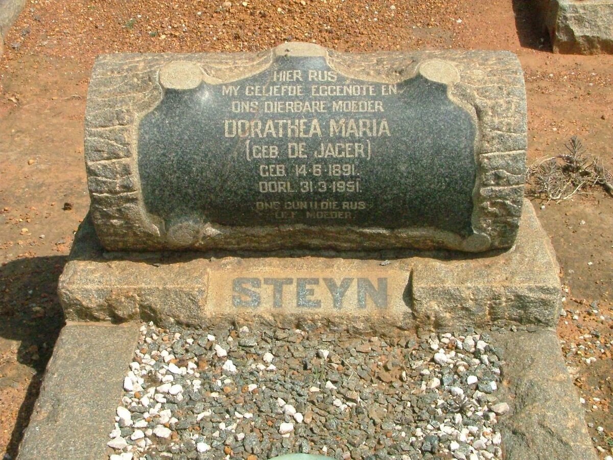 STEYN Dorathea Maria nee DE JAGER 1891-1951