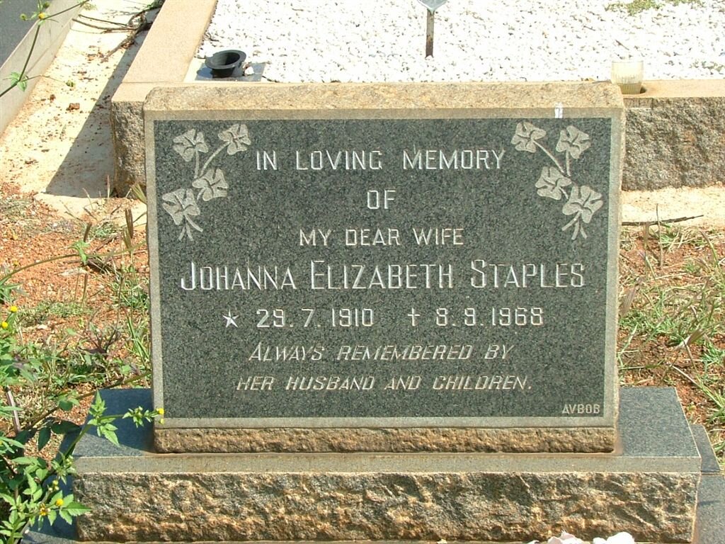 STAPLES Johanna Elizabeth 1910-1968
