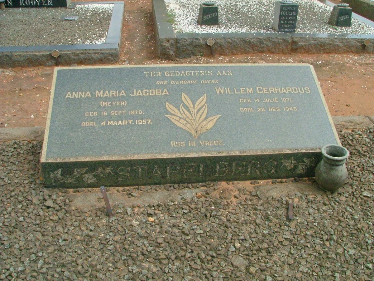 STAPELBERG Willem Gerhardus 1871-1948 &amp; Anna Maria Jacoba MEYER 1870-1957