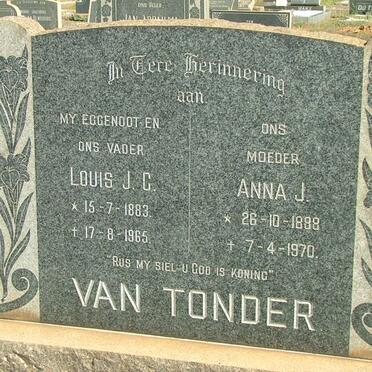 TONDER Louis J.C., van 1883-1965 &amp; Anna J. 1888-1970
