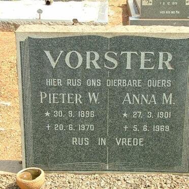 VORSTER Pieter W. 1896-1970 &amp; Anna M. 1901-1969