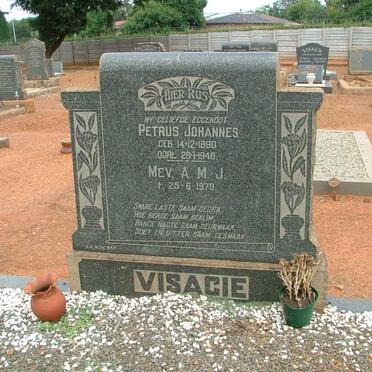 VISAGIE Petrus Johannes 1890-1946 &amp;  A.M.J. -1979