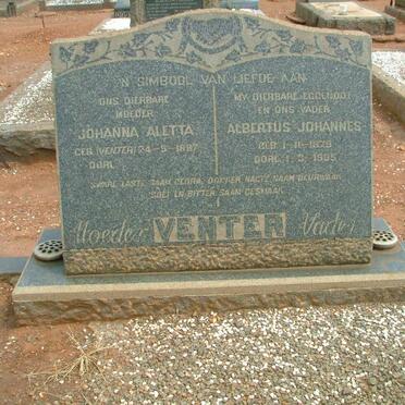 VENTER Albertus Johannes 1879-1955 &amp; Johanna Aletta VENTER 1887-