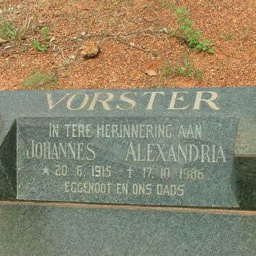 VORSTER Johannes Alexandra 1915-1986