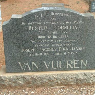 VUUREN Joseph Jacobus Dirk Jansen, van 1879-1957 &amp; Hester Cornelia 1877-1947