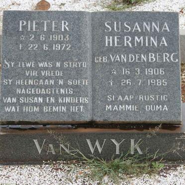 WYK Pieter, van 1903-1972 &amp; Susanna Hermina VAN DEN BERG 1906-1985