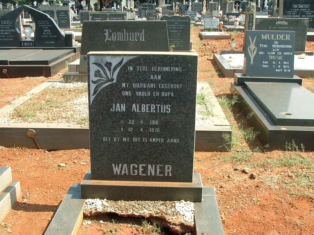 WAGENER Jan Albertus 1910-1976