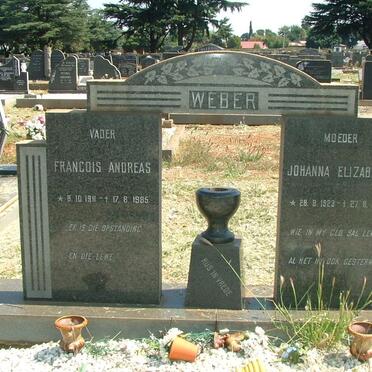 WEBER Francois Andreas 1911-1985 &amp; Johanna Elizabeth 1923-1971