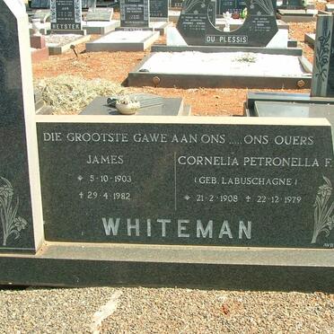 WHITEMAN James 1903-1982 &amp; Cornelia Petronella F. LABUSCHAGNE 1908-1979