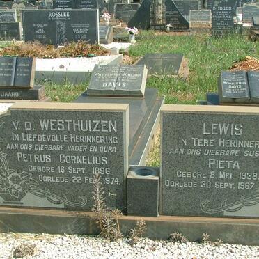 WESTHUIZEN Petrus Cornelius, v.d. 1896-1974 :: LEWIS Pieta 1938-1967