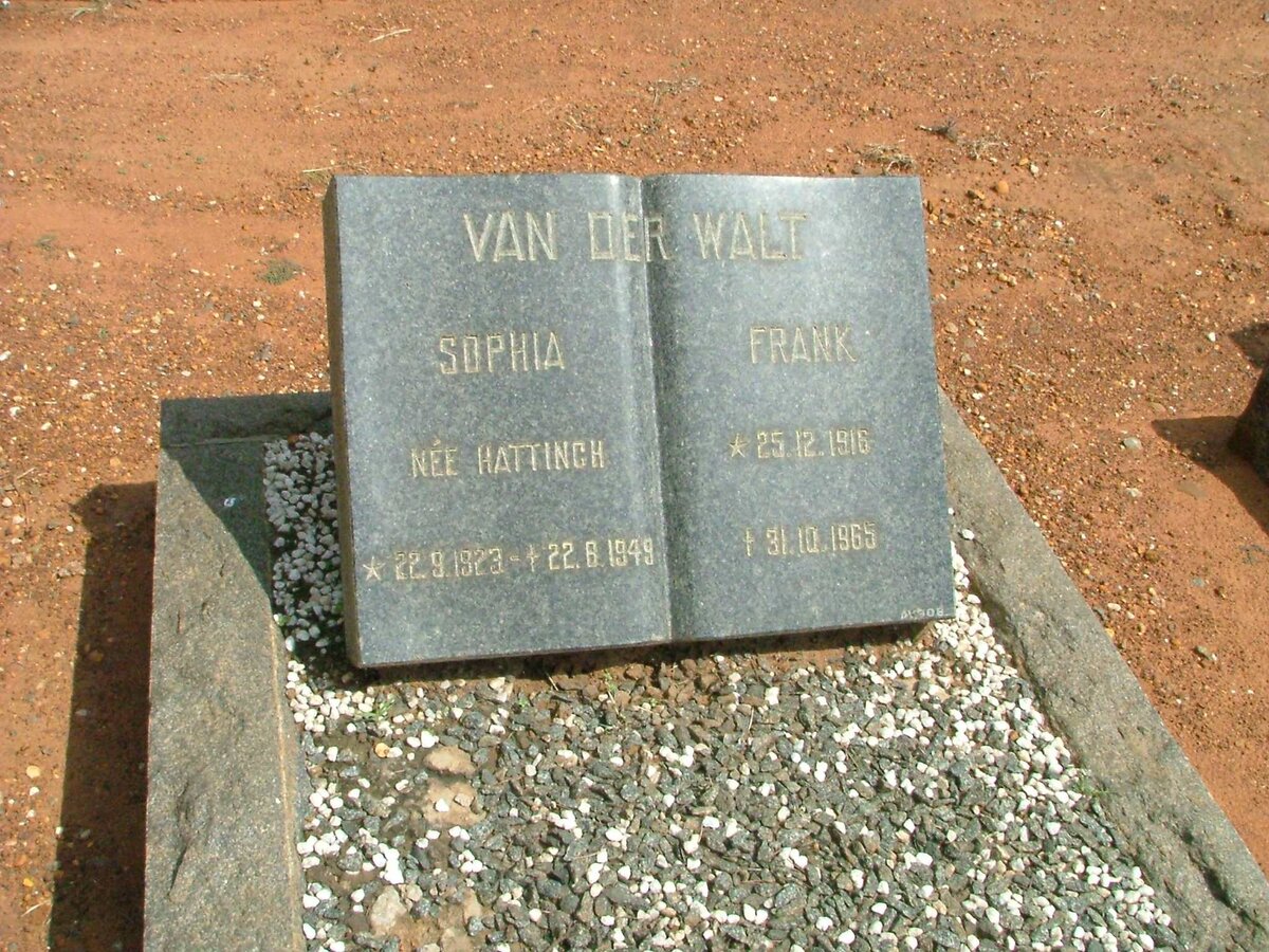 WALT Frank, van der 1916-1965 &amp; Sophia HATTINGH 1923-1949