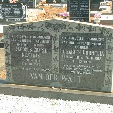 WALT Jacobus Charel Nicolaas, van der 1914-1976 &amp; Elizabeth Cornelia WEBER 1913-1984
