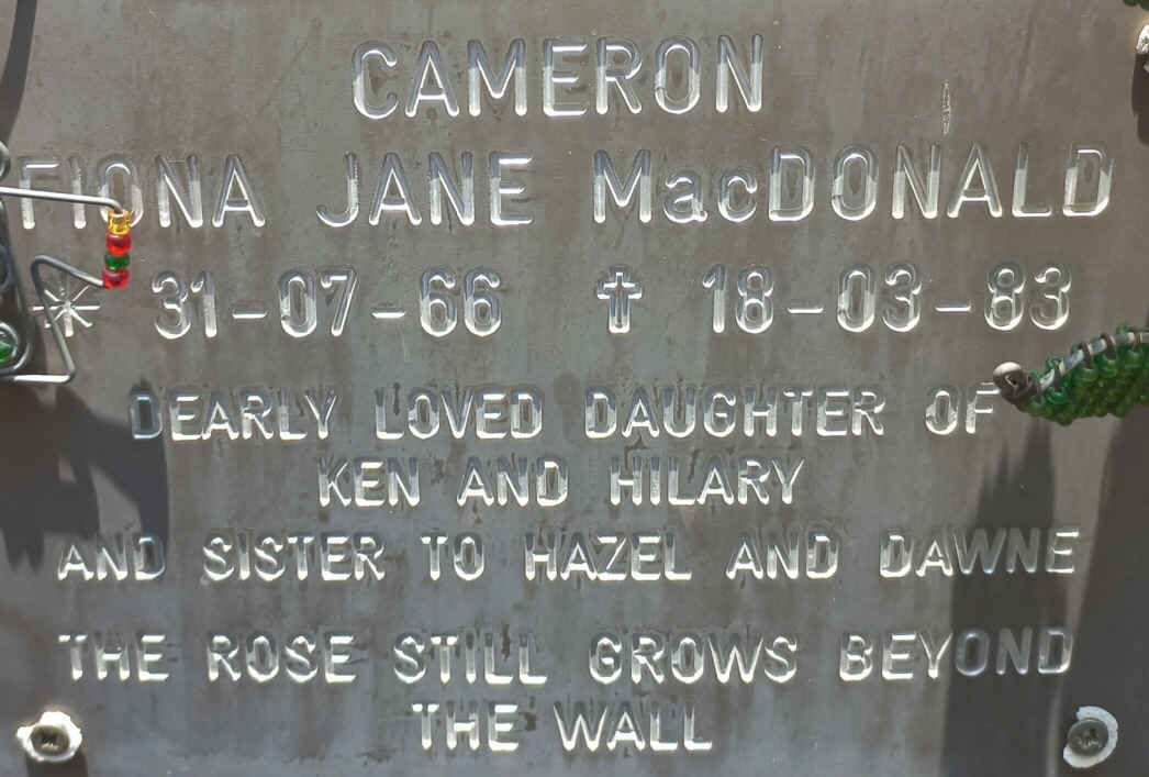 CAMERON Fiona Jane nee MACDONALD 1966-1983