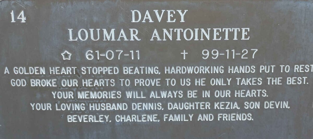 DAVEY Loumar Antoinette 1961-1999