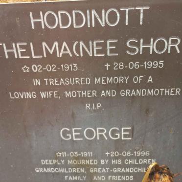 HODDINOTT George 1911-1996 &amp; Thelma SHORT 1913-1995