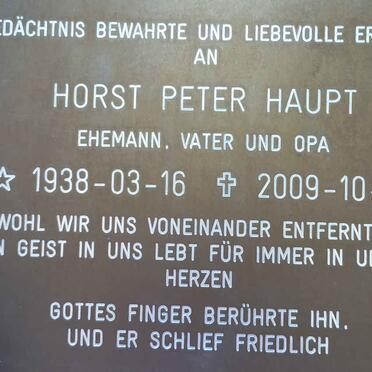 HAUPT Horst Peter 1938-2009
