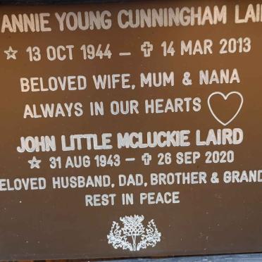 LAIRD John Little Mckluckie 1943-2020 &amp; Annie Young Cunningham 1944-2013