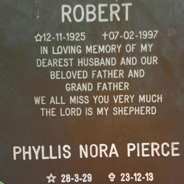 PIERCE Robert 1925-1997 &amp; Phyllis Nora 1929-2013