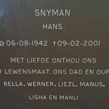 SNYMAN Hans 1942-2001