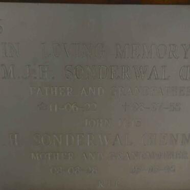 SONDERWAL M.J.H. 1922-1988 &amp; H. 1928-19??