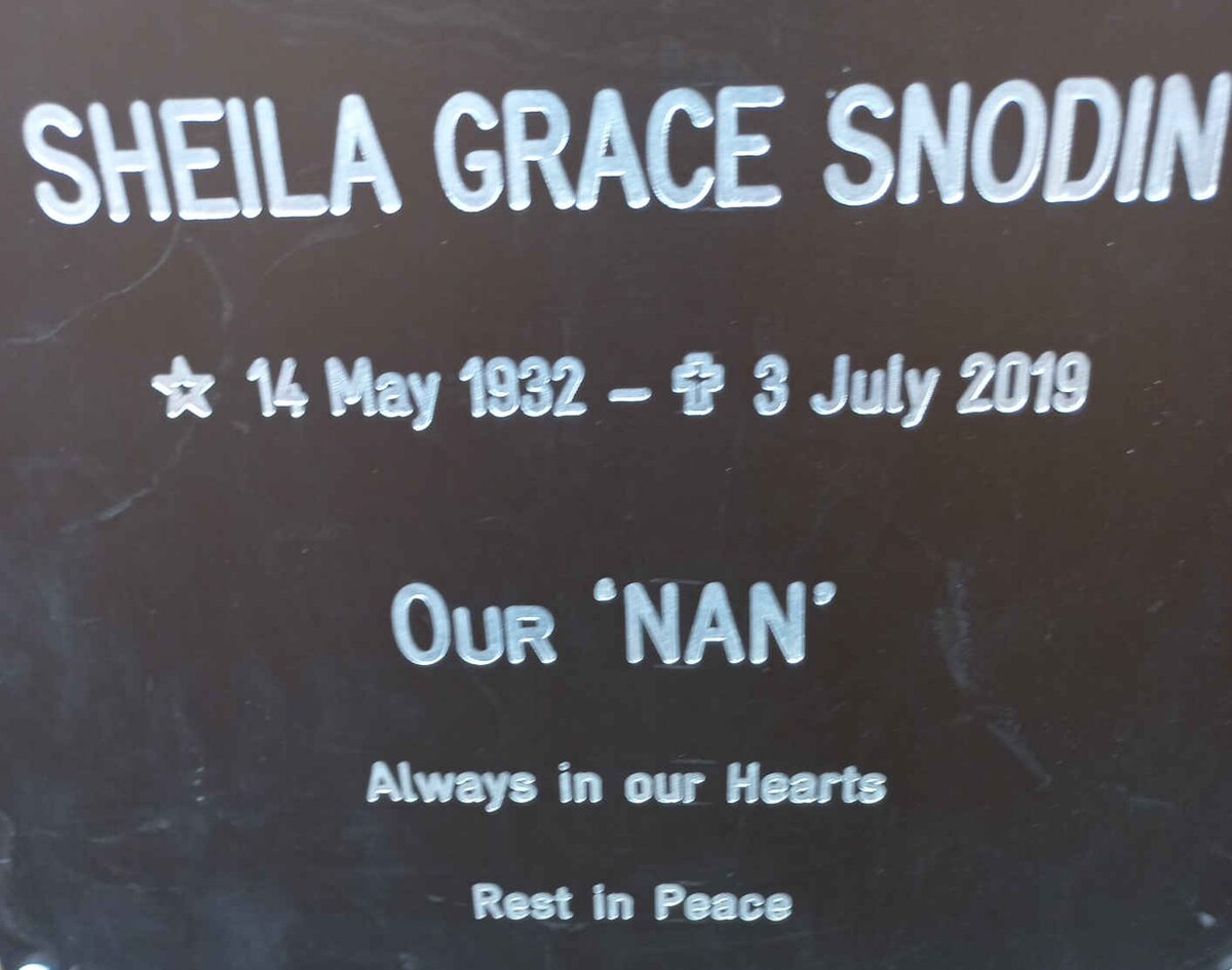 SNODIN Sheila Grace 1932-2019