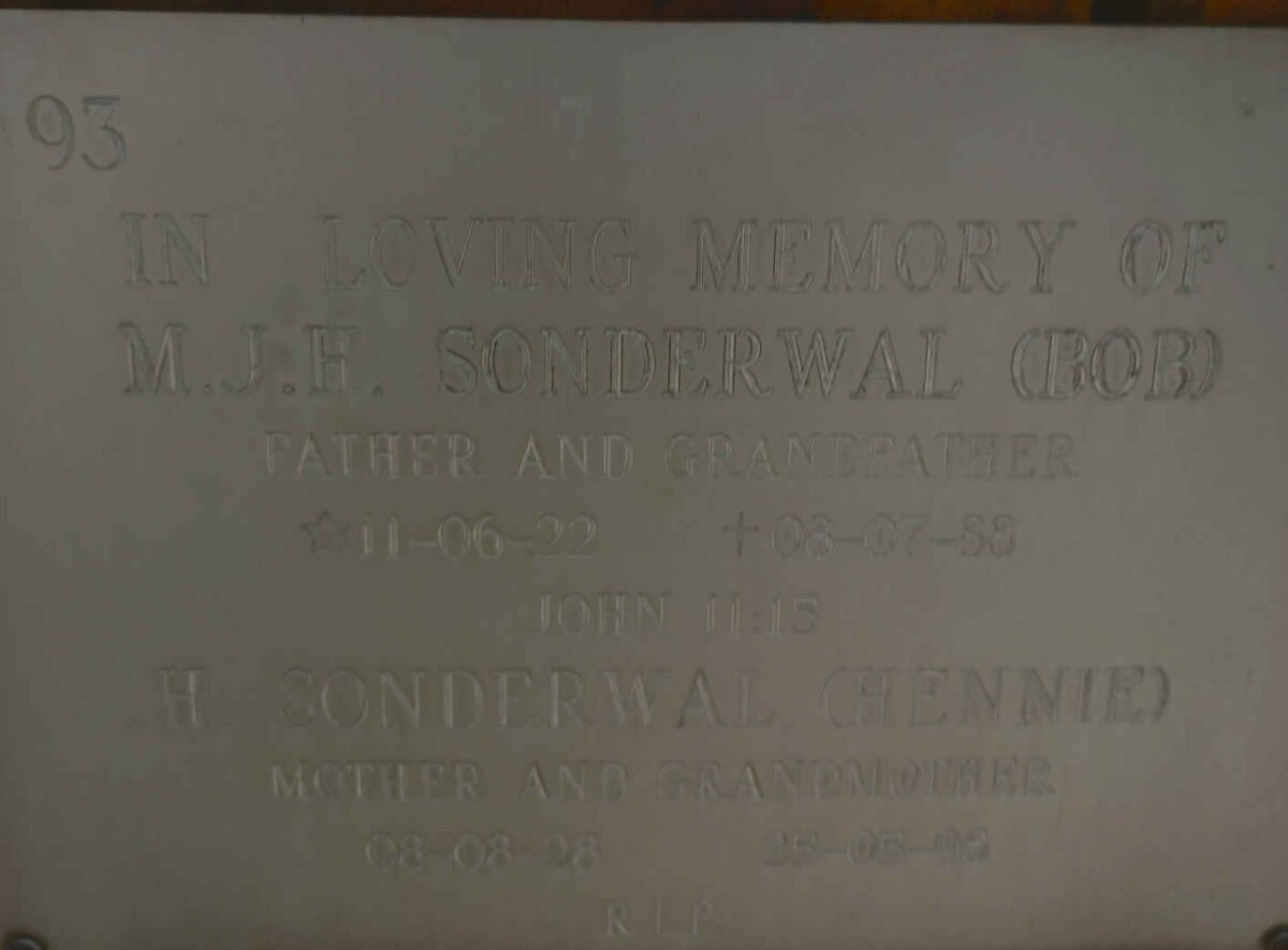 SONDERWAL M.J.H. 1922-1988 &amp; H. 1928-19??