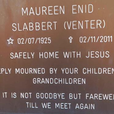 SLABBERT Maureen Enid nee VENTER 1925-2011