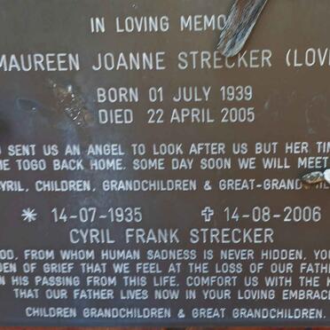 STRECKER Cyril Frank 1935-2006 &amp; Maureen Joanne 1939-2005