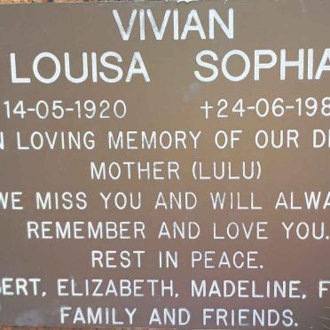 VIVIAN Louisa Sophia 1920-1980