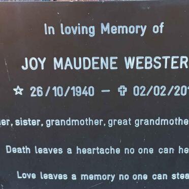 WEBSTER Joy Maudene 1940-2015