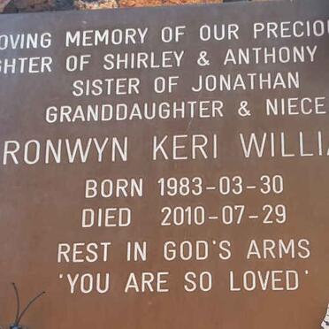 WILLIAMS Bronwyn Keri 1983-2010