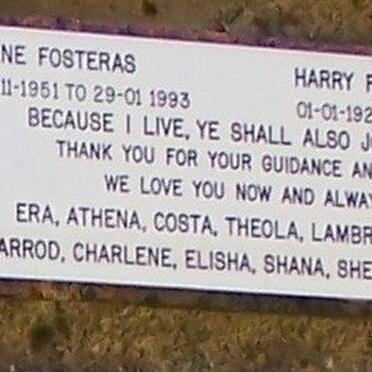 FOSTERAS Harry 1926-2009 :: FOSTERAS Irene 1951-1993