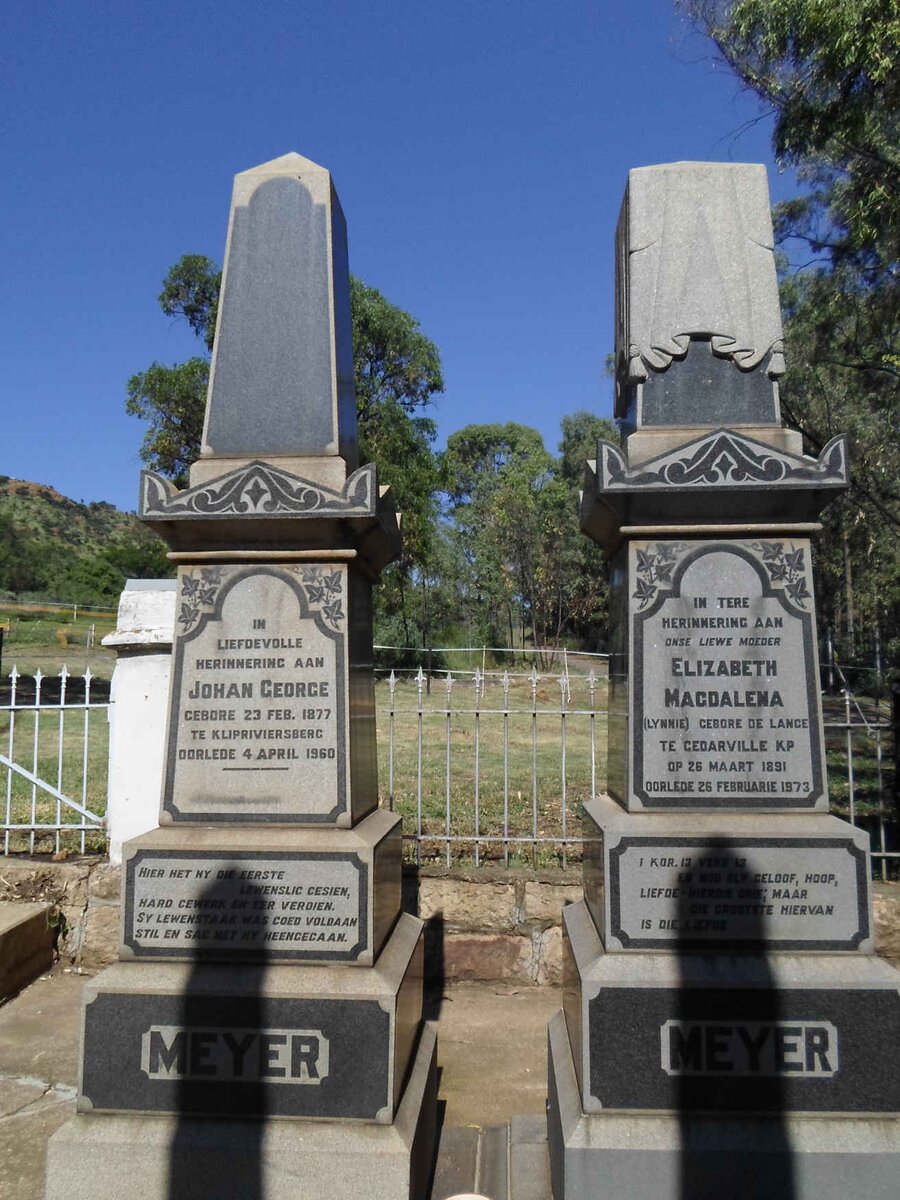 MEYER Johan George 1877-1960 &amp; Elizabeth Magdalena DE LANGE 1891-1973