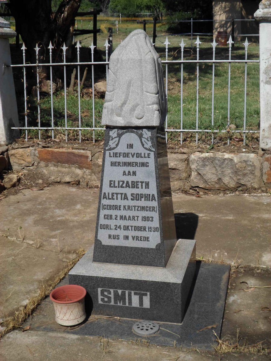 SMIT Elizabeth Aletta Sophia nee KRITZINGER 1903-1990