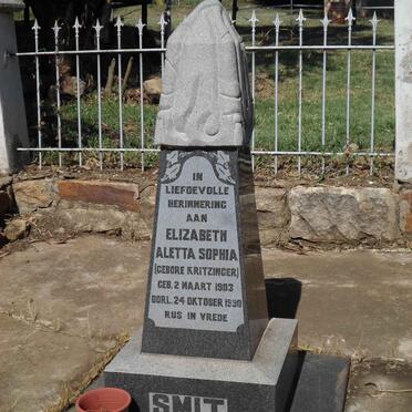 SMIT Elizabeth Aletta Sophia nee KRITZINGER 1903-1990