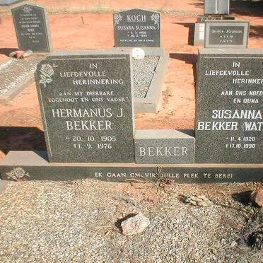 BEKKER Hermanus J. 1905-1976 &amp;  Susanna J. WATKINS 1920-1990