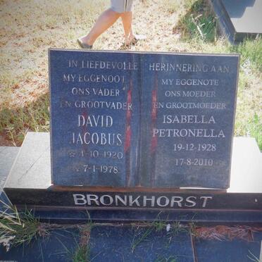 BRONKHORST David Jacobus 1920-1978 &amp; Isabella Petronella 1928-2010