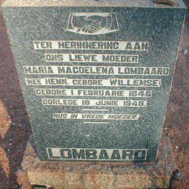 LOMBAARD Maria Magdalena voorheen HENN nee WILLEMSE 1846-1945