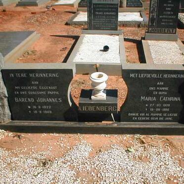 LIEBENBERG Barend Johannes 1922-1969 &amp; Maria Cathrina 1928-1990