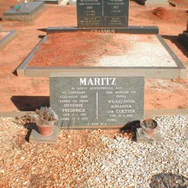 MARITZ Hendrik Frederik 1915-1973 &amp; Wilhelmina Johanna COETZER 1918-