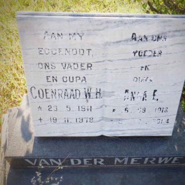 MERWE Coenraad W.H., van der 1911-1978 &amp; Anna E. 1918-20?4
