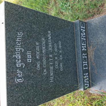 MERWE Henrietta Johanna, van der 1900-1992