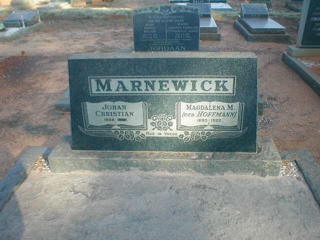 MARNEWICK Johan Christian 1884-? &amp; Magdalena M. HOFFMANN 1890-1962