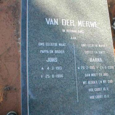 MERWE Johs, van der 1913-1996 &amp; Barna 1915-2001
