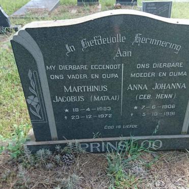 PRINSLOO Marthinus Jacobus 1893-1972 &amp; Anna Johanna HENN 1906-1991