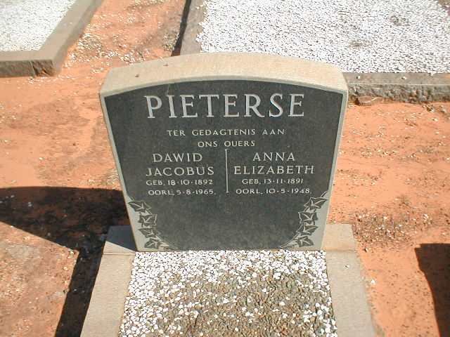 PIETERSE Dawid Jacobus 1892-1965 &amp; Anna Elizabeth 1891-1948